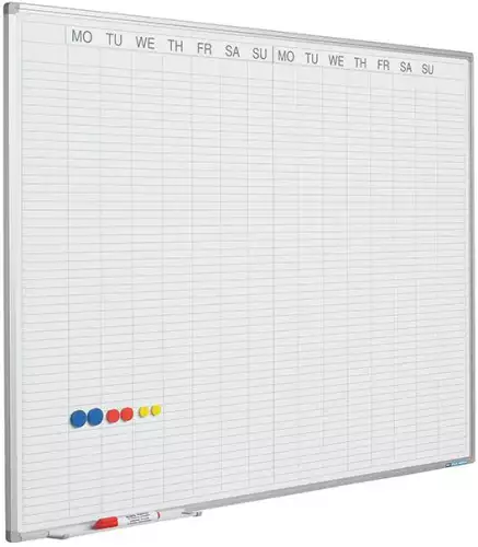 WhiteboardMatch Whiteboard PRO - Geëmailleerd staal - Weekplanner - Maandplanner - Jaarplanner - Magnetisch - Wit - Engels - 60x90cm (50721)