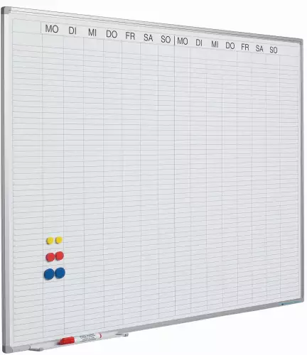 WhiteboardMatch Whiteboard PRO - Geëmailleerd staal - Weekplanner - Maandplanner - Jaarplanner - Magnetisch - Wit - Duits - 90x120cm (50725)