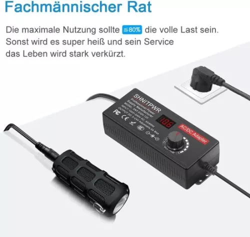 merkloos Universele voeding 3V ~ 24V 120W 5A - Schakeladapter met adapterstekker - Elektronische apparaten, fotolijstjes, babyfoons, camera's, LED-strips - maximaal 5000 mA (9504537515668)