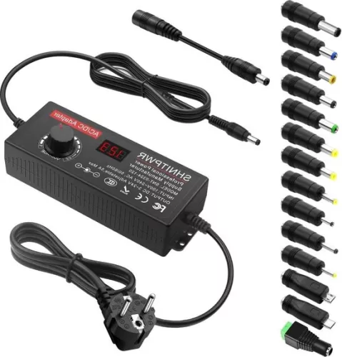merkloos Universele voeding 3V ~ 24V 120W 5A - Schakeladapter met adapterstekker - Elektronische apparaten, fotolijstjes, babyfoons, camera's, LED-strips - maximaal 5000 mA (9504537515668)