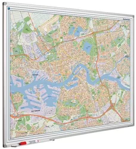 WhiteboardMatch Landkaart bord Softline profiel 8mm, Rotterdam (50747)
