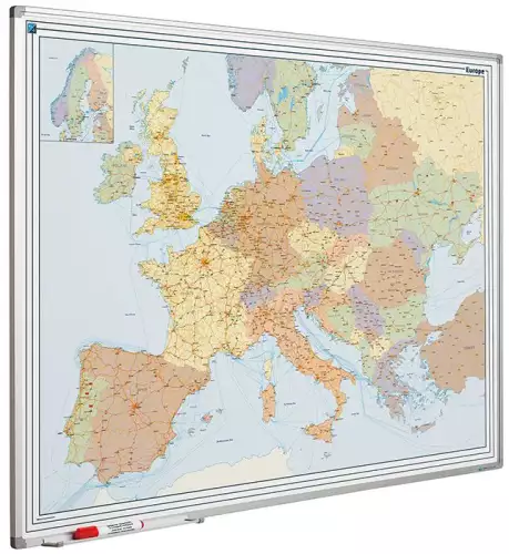 WhiteboardMatch Landkaart bord Softline profiel 8mm, Europa (50755)