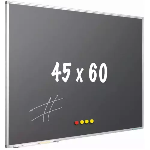 WhiteboardMatch Krijtbord PRO - Magnetisch - Schoolbord - Eenvoudige montage - Geëmailleerd staal - Grijs - 60x45cm (50829)