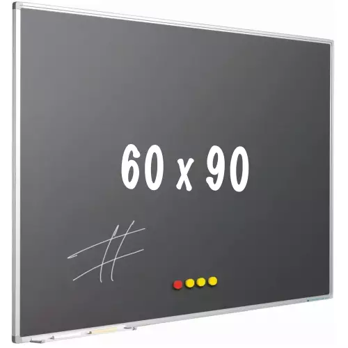 WhiteboardMatch Krijtbord PRO - Magnetisch - Schoolbord - Eenvoudige montage - Geëmailleerd staal - Grijs - 90x60cm (50830)