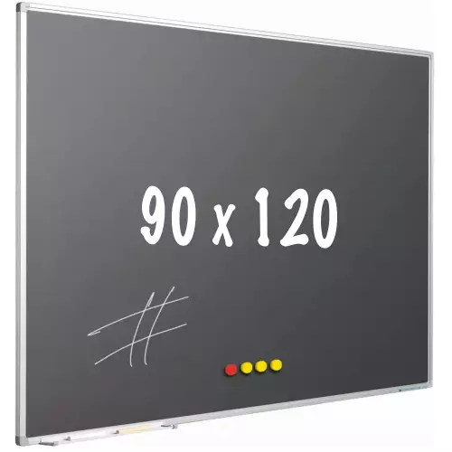 WhiteboardMatch Krijtbord PRO - Magnetisch - Schoolbord - Eenvoudige montage - Geëmailleerd staal - Grijs - 120x90cm (50831)