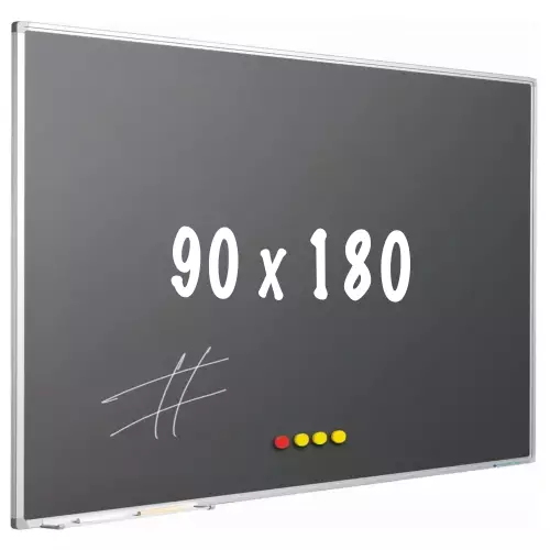 WhiteboardMatch Krijtbord PRO - Magnetisch - Schoolbord - Eenvoudige montage - Geëmailleerd staal - Grijs - 90x180cm (50832)