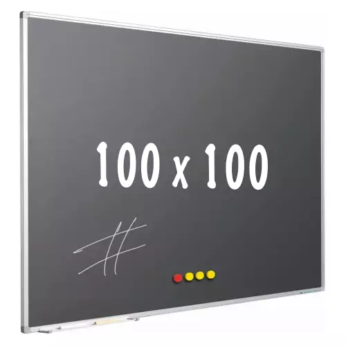 WhiteboardMatch Krijtbord PRO - Magnetisch - Schoolbord - Eenvoudige montage - Geëmailleerd staal - Grijs - 100x100cm (50833)