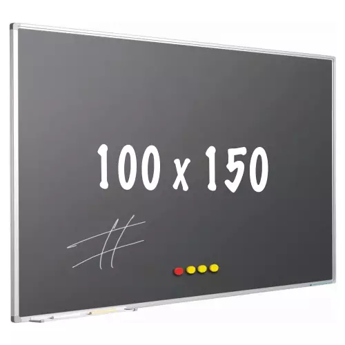 WhiteboardMatch Krijtbord PRO - Magnetisch - Schoolbord - Eenvoudige montage - Geëmailleerd staal - Grijs - 150x100cm (50834)