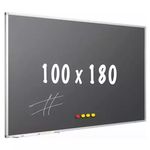 WhiteboardMatch Krijtbord PRO - Magnetisch - Schoolbord - Eenvoudige montage - Geëmailleerd staal - Grijs - 100x180cm (50835)