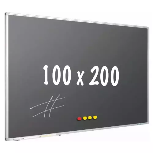 WhiteboardMatch Krijtbord PRO - Magnetisch - Schoolbord - Eenvoudige montage - Geëmailleerd staal - Grijs - 200x100cm (50836)