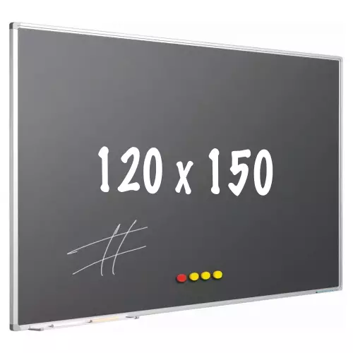 WhiteboardMatch Krijtbord PRO - Magnetisch - Schoolbord - Eenvoudige montage - Geëmailleerd staal - Grijs - 120x150cm (50837)