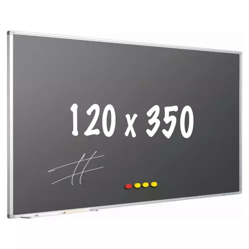 WhiteboardMatch Krijtbord PRO - Magnetisch - Schoolbord - Eenvoudige montage - Geëmailleerd staal - Grijs - 120x350cm (50840)