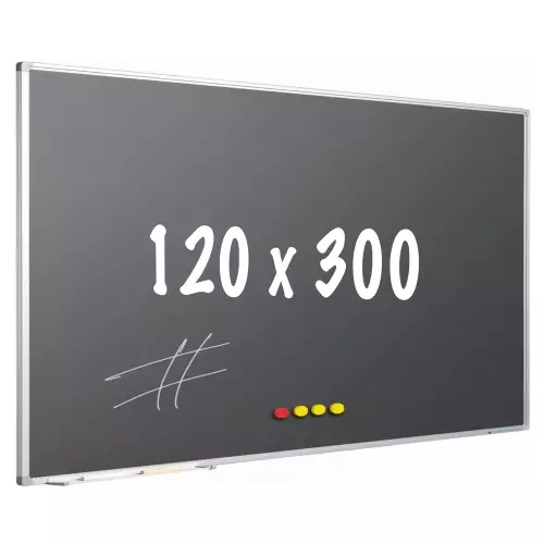 WhiteboardMatch Krijtbord PRO - Magnetisch - Schoolbord - Eenvoudige montage - Geëmailleerd staal - Grijs - 120x300cm (50841)